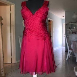 SHAWN RAY FONS, Designer Sz 10 100% Silk Red iridescent shimmer chiffon sz tag12